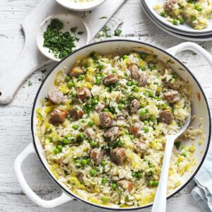 Recipe Pork Sausage And Pea Oven Baked Risotto
